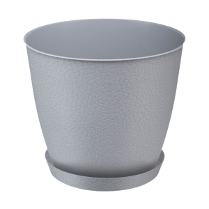 Doniczka z podstawką PELLA 14,5cm szary